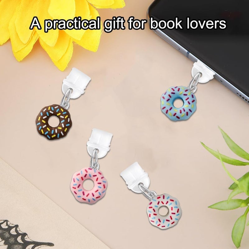 QPIXVB 4PCS Dust Plug Charm Type C,Kindle Dust Plug Charm,Kindle Paperwhite Accessories,Donut Design Theme Charms for E-Reader,Sweets Phone Charms Compatible with Type C/USB C Charging Port - Image 4